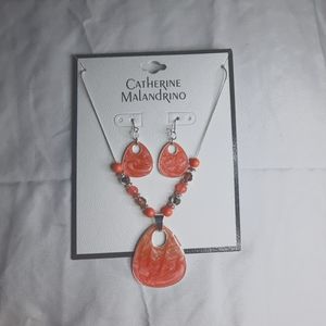 Catherine Malandrino Pink Teardrop Necklace and Earrings Set